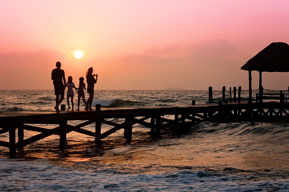 famiglia pier uomo donna bambini felice holiday silhouette sunrise bacino beach famiglia famiglia famiglia famiglia famiglia