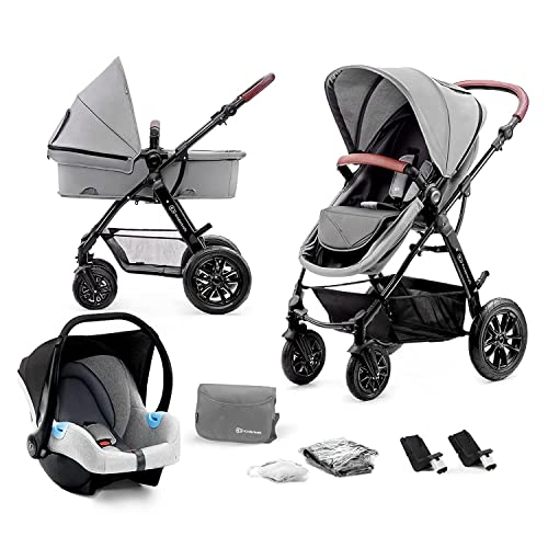 Kinderkraft Passeggino Trio MOOV, 3 in 1, Carrozzina, Ovetto, Pieghevole, Accessori, Bambini, Grigio IT, 4KRDC, baby products, kk
