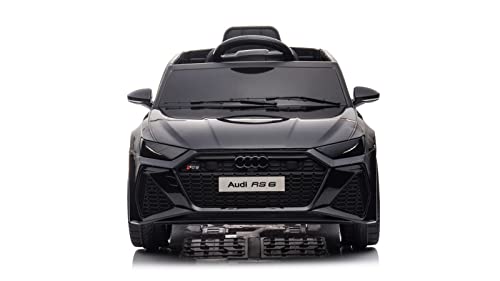 Macchina Elettrica Per Bambini Audi RS 6 Full Optional Auto Elettrica Per Bambini Telecomandata Sedile In Pelle Porte Apribili Doppio Motore Elettrico 12V Carico 25 Kg TOYSCAR Nera