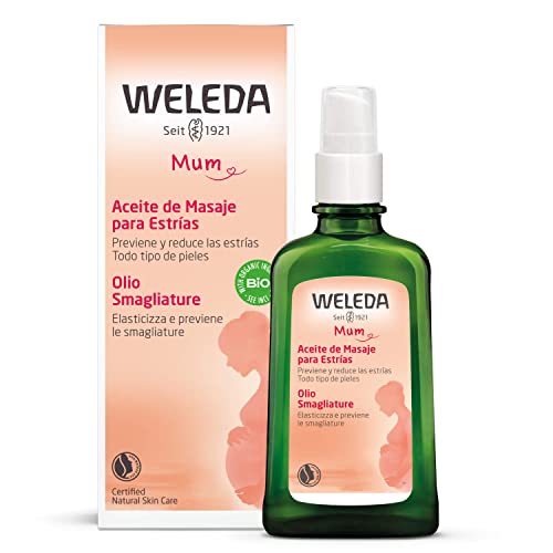 Weleda Olio smagliature, trattamento cosmetico pre-post gravidanza per inestetismi cutanei, con olio di mandorle, dermatologicamente testato (1x100 ml)