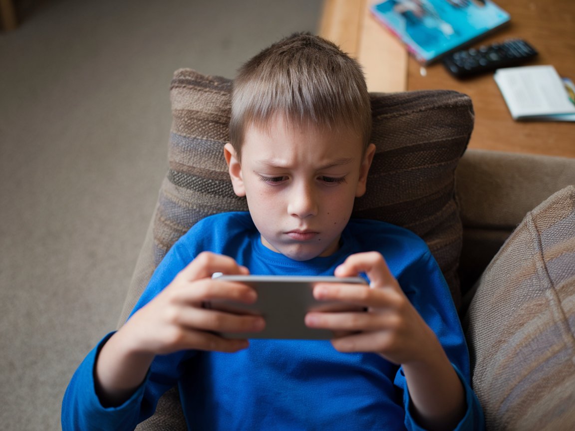 bambino con smartphone