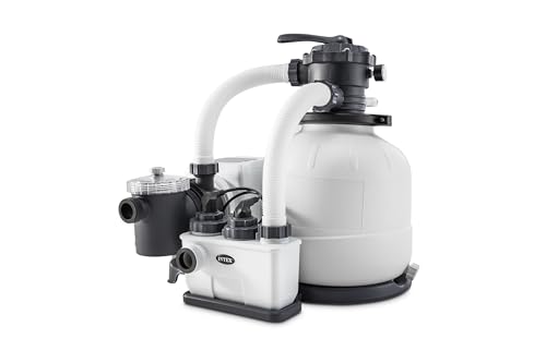 Intex 26676 – Pompa Filtro a Sabbia Krystal Clear con Generatore Salino di Cloro Saltwater System Integrato, Flusso d'Acqua 7900 L/h, Flusso di Sistema 6000 L/h, per piscine con massimo 32200 L