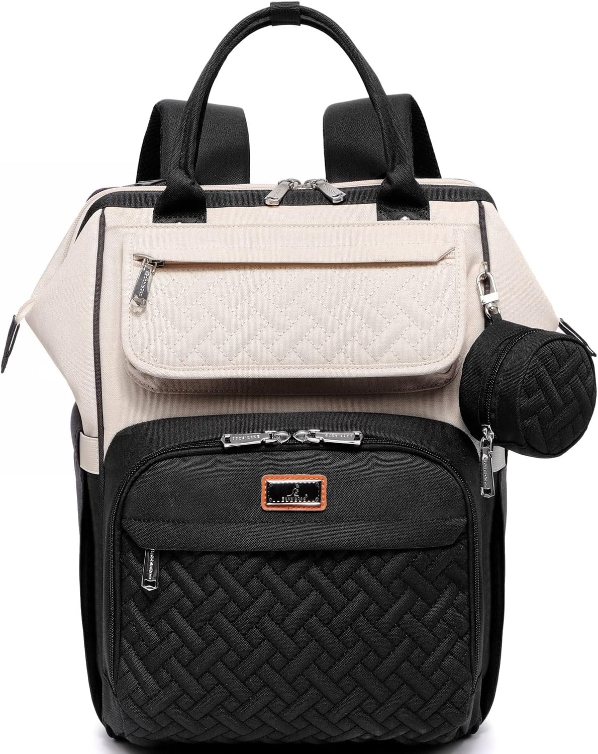 Zaino fasciatoio BabbleRoo beige e nero con porta ciuccio